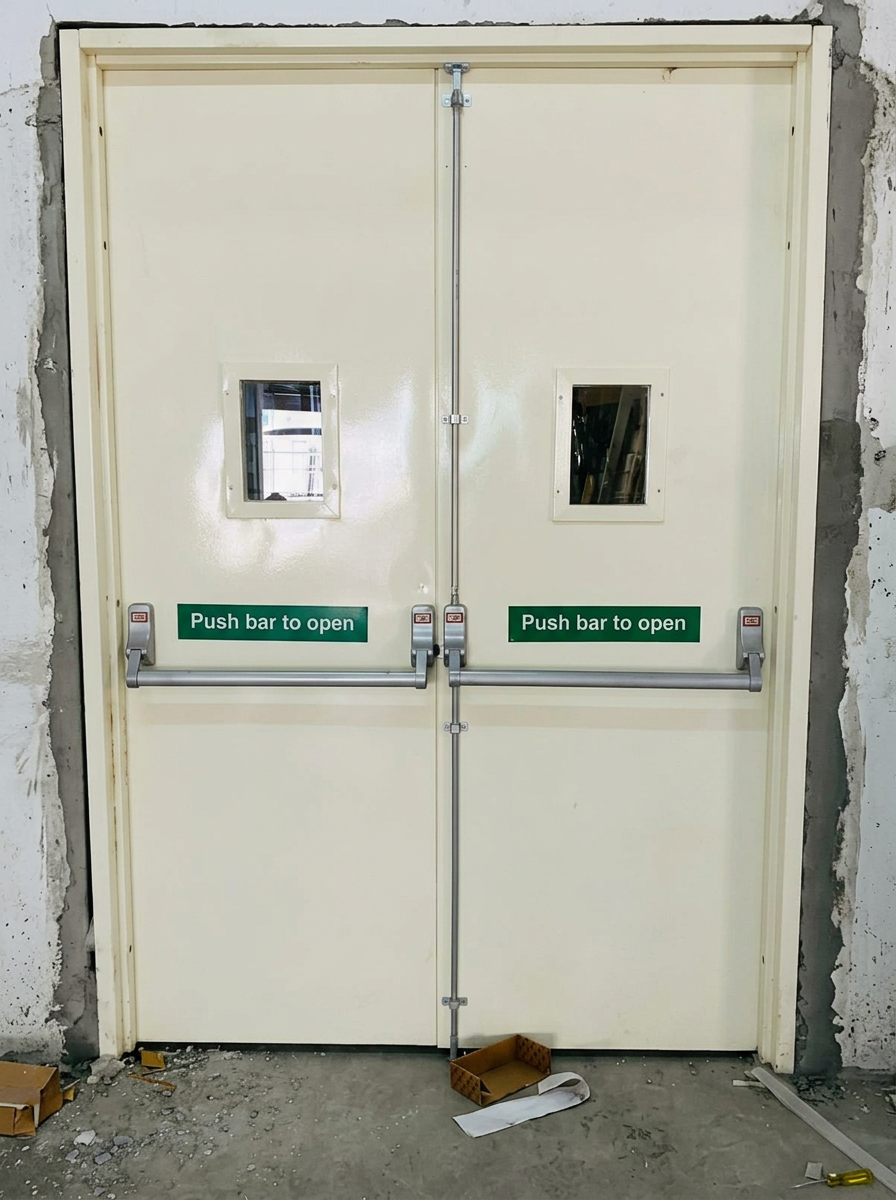 Double-Leaf Emergency Exit Door — Push Bar to Open