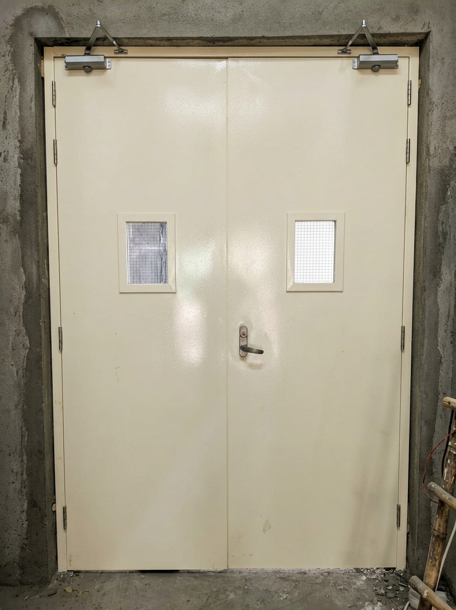 Fire-Rated Double Door with Vision Panels & Closers