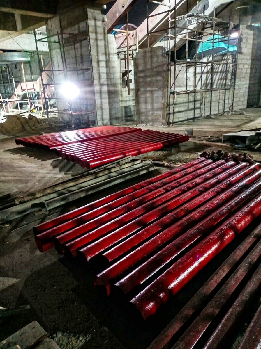Red-Oxide Coated MS Pipes Ready for Installation