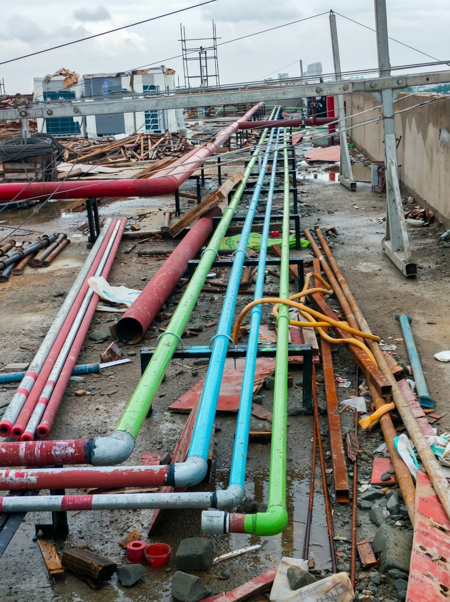 Rooftop Multi-Service MEP Piping Layout